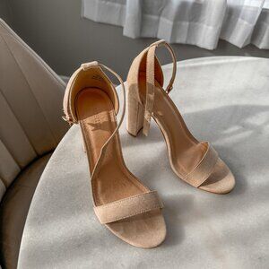 Nude faux suede heels